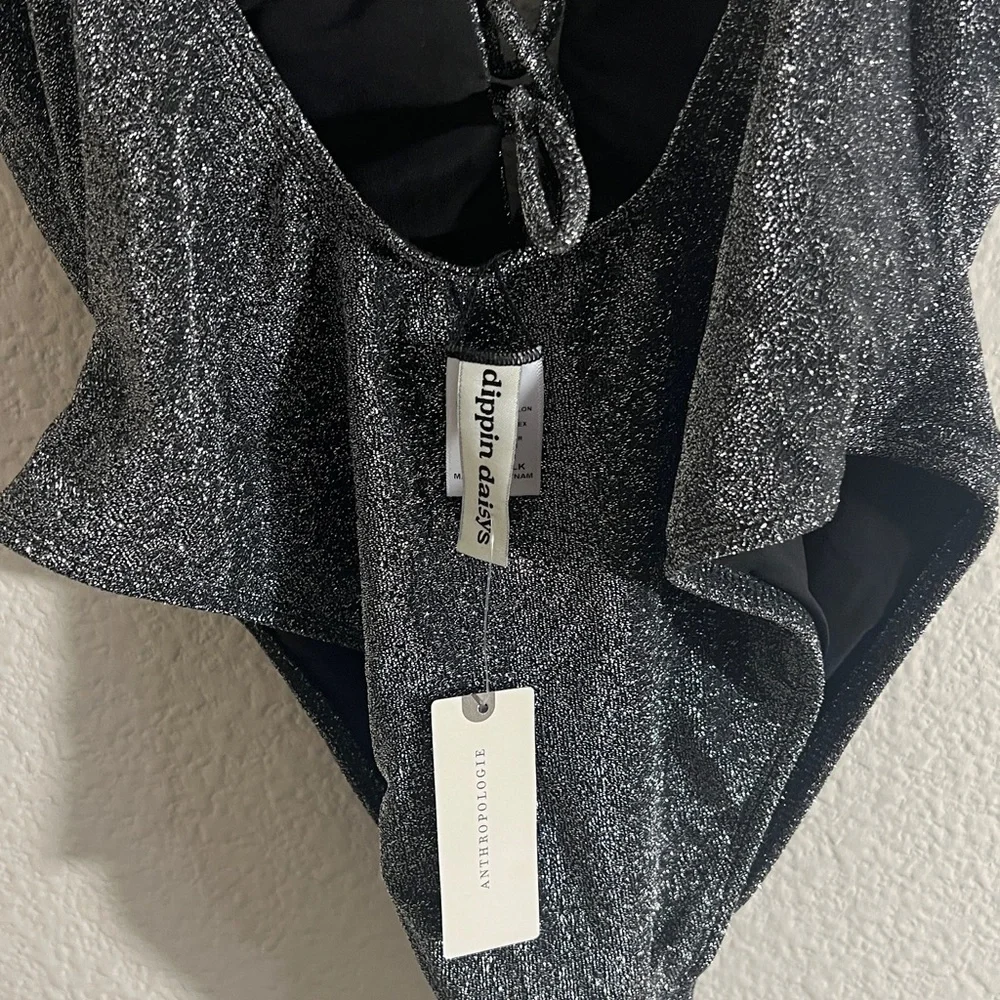 Dippin' Daisy's Mercury One Piece Swimsuit Sparkle Black beach resort Sz L NWT - Picture 8 of 10